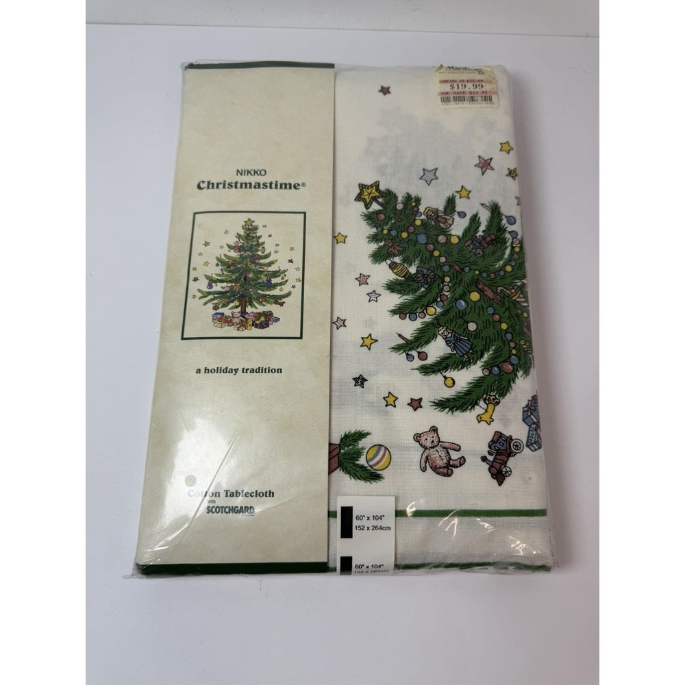 Nikko Christmastime Holiday Tablecloth Cotton Scotchguard 60x104" Rectangle